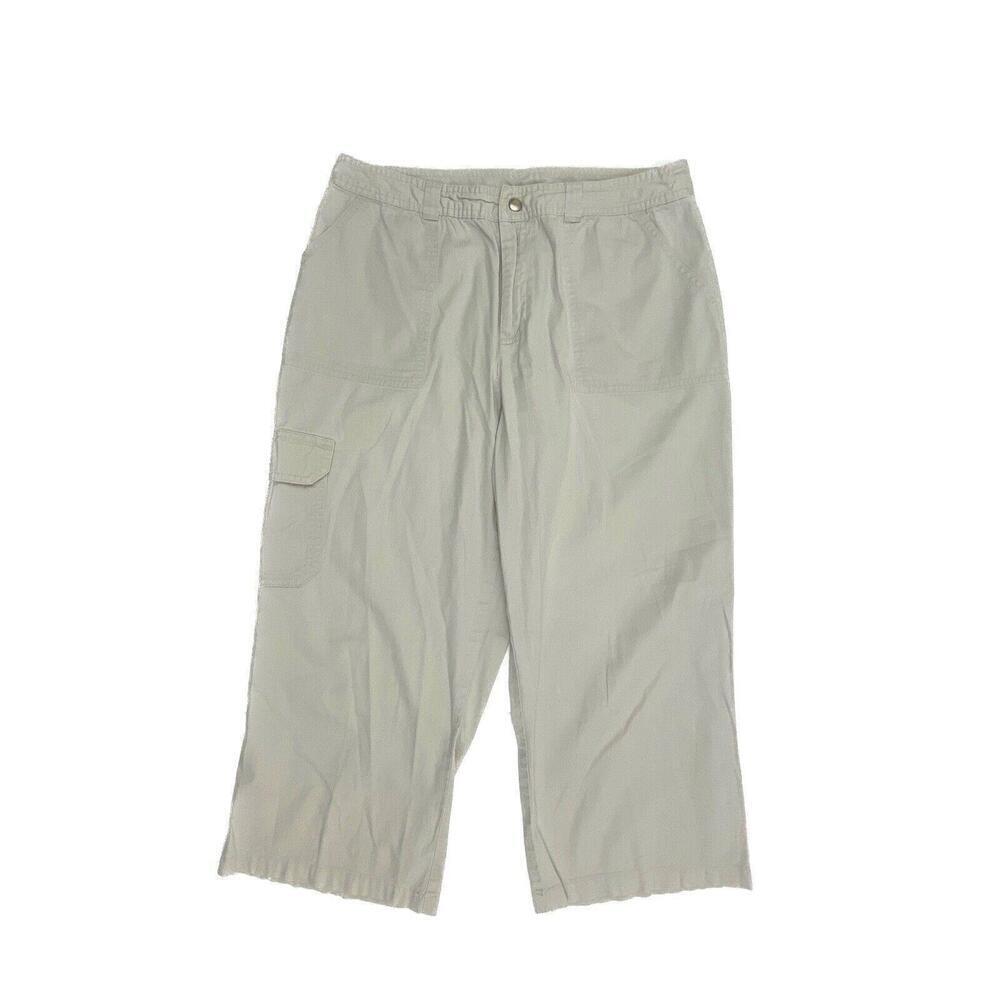 Kim Rogers Cargo Capri Back Flap Pockets Women's size 10P Light Beige‎ Pants